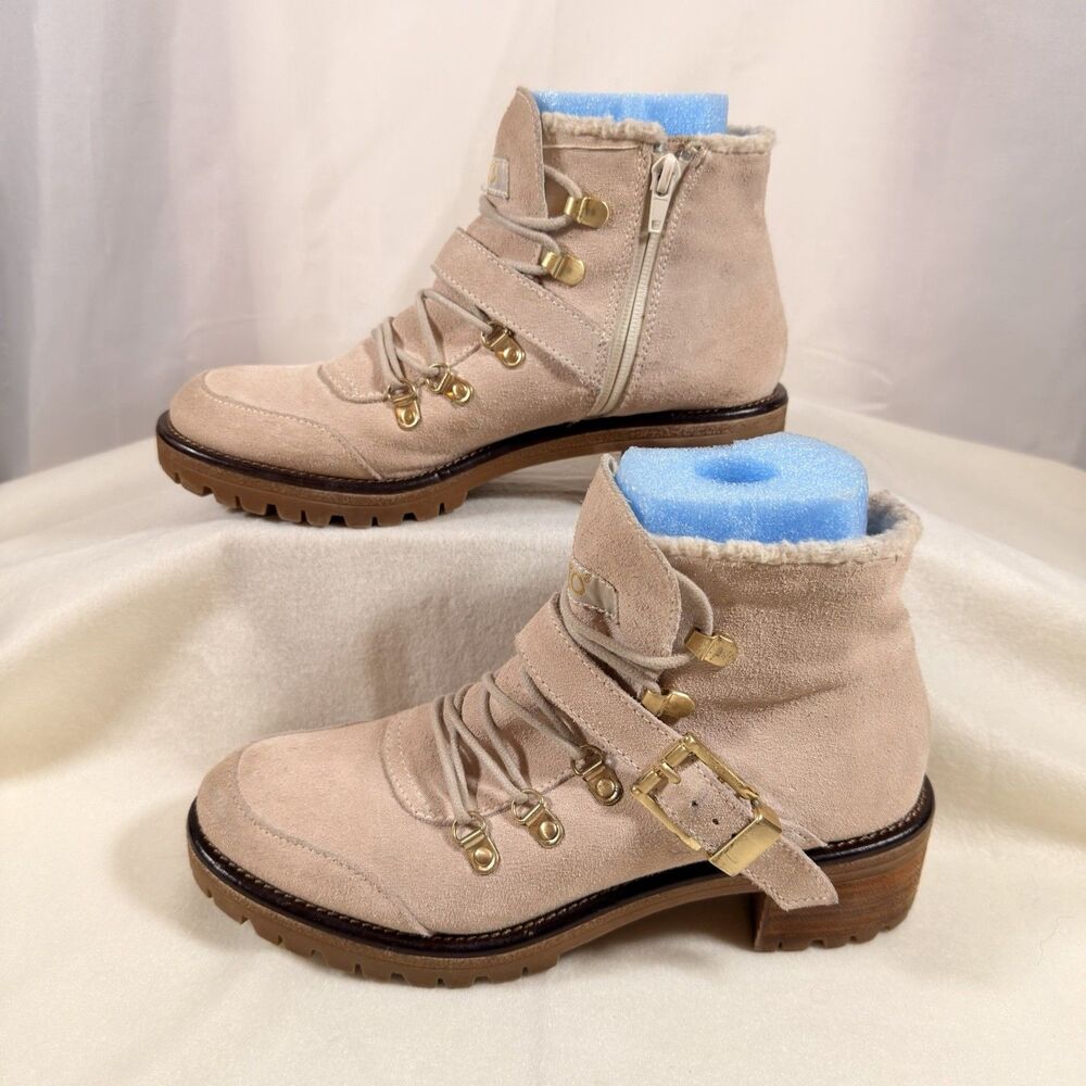 Sporto Katie Sz 8.5 Women's Hiking Combat Biker Boots Suede Tan Cabincore Boho